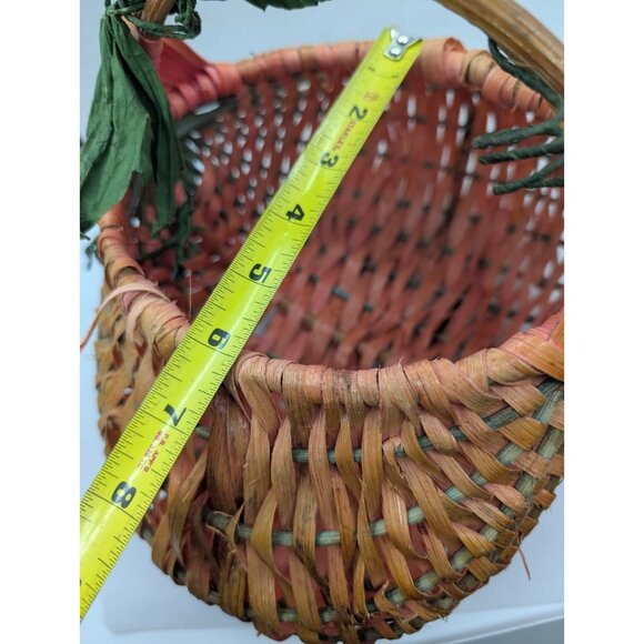 Basket Buttocks lightweight colorful woven w/ faux leaf vine Primitive Farmhouse - Picture 14 of 16